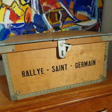 Vintage wooden box Rallye Saint-Germain metal frame