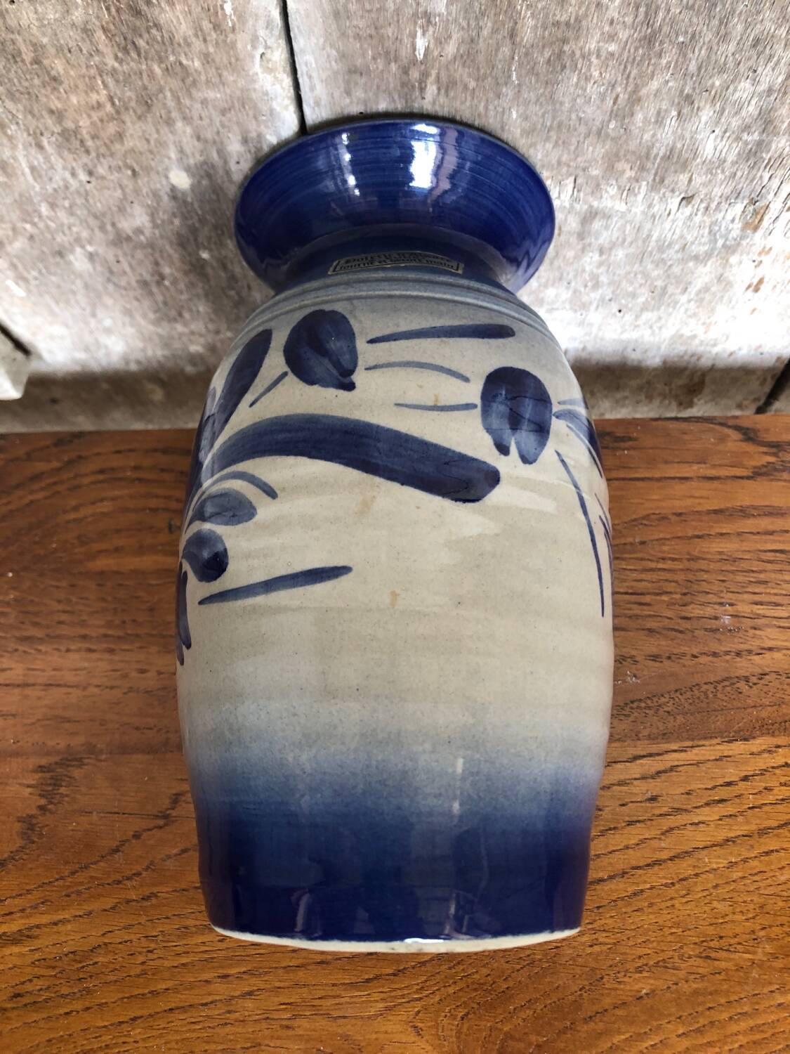 Old Alsace Vase ANNE EHRET Gray Blue Sandstone Decor Vintage Flowers #A766
