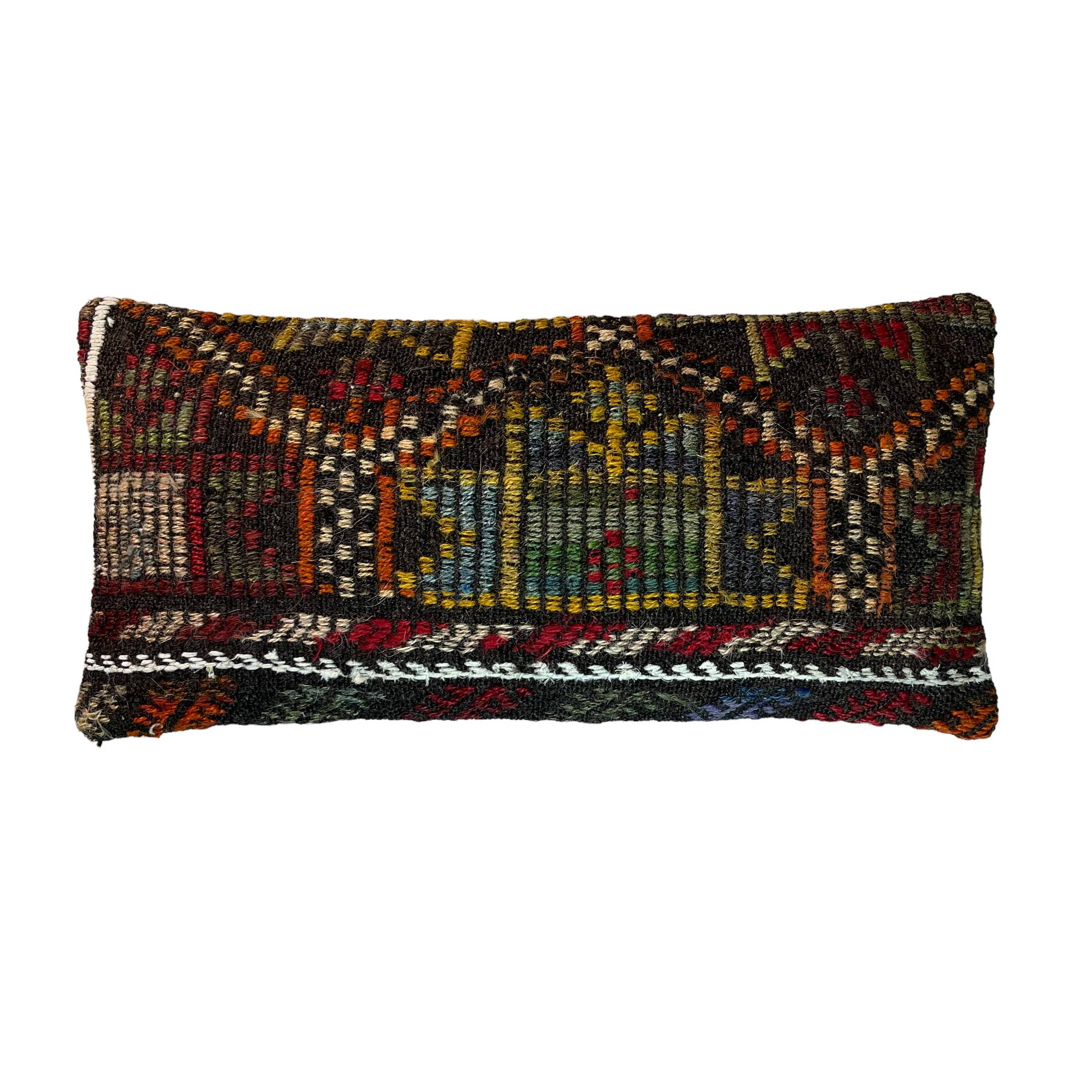 Vintage turkish kilim cushion cover , 30 x 60 cm