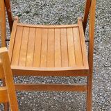 Set of 6 folding chairs in solid beech from the 70s