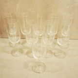 10 anciennes flutes à champagne en verre transparent