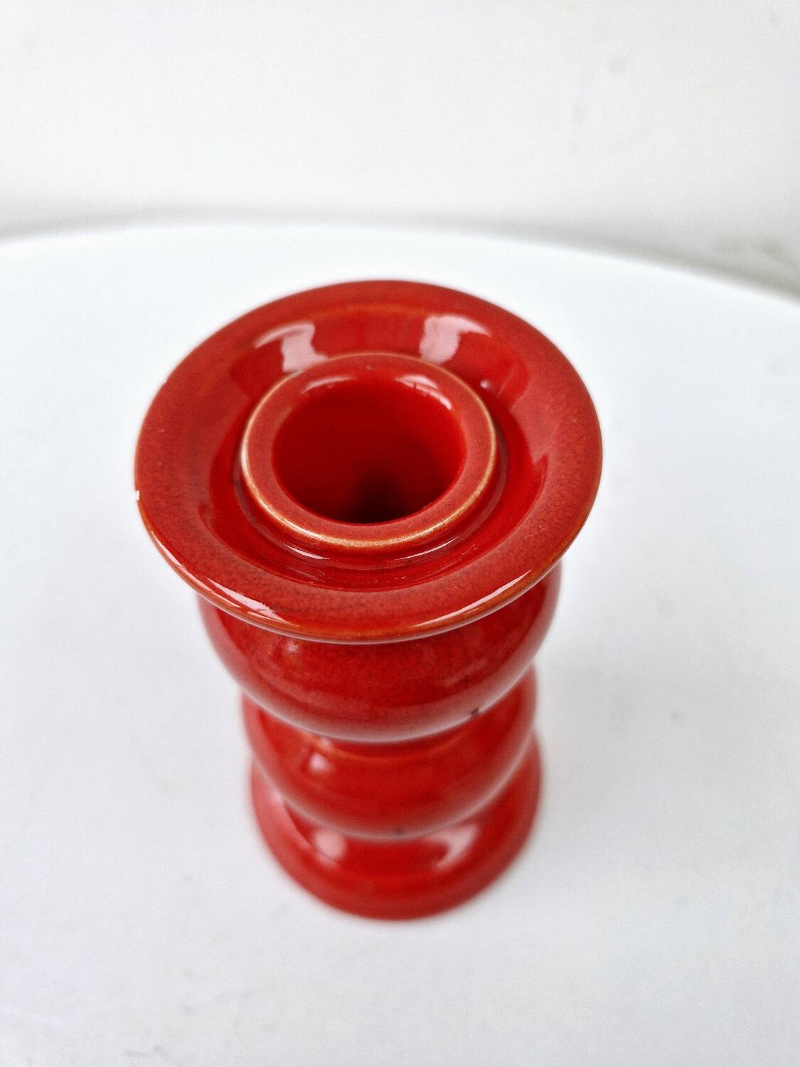 Bougeoir Chandelier Rouge En Céramique Vintage Schramberg Allemagne