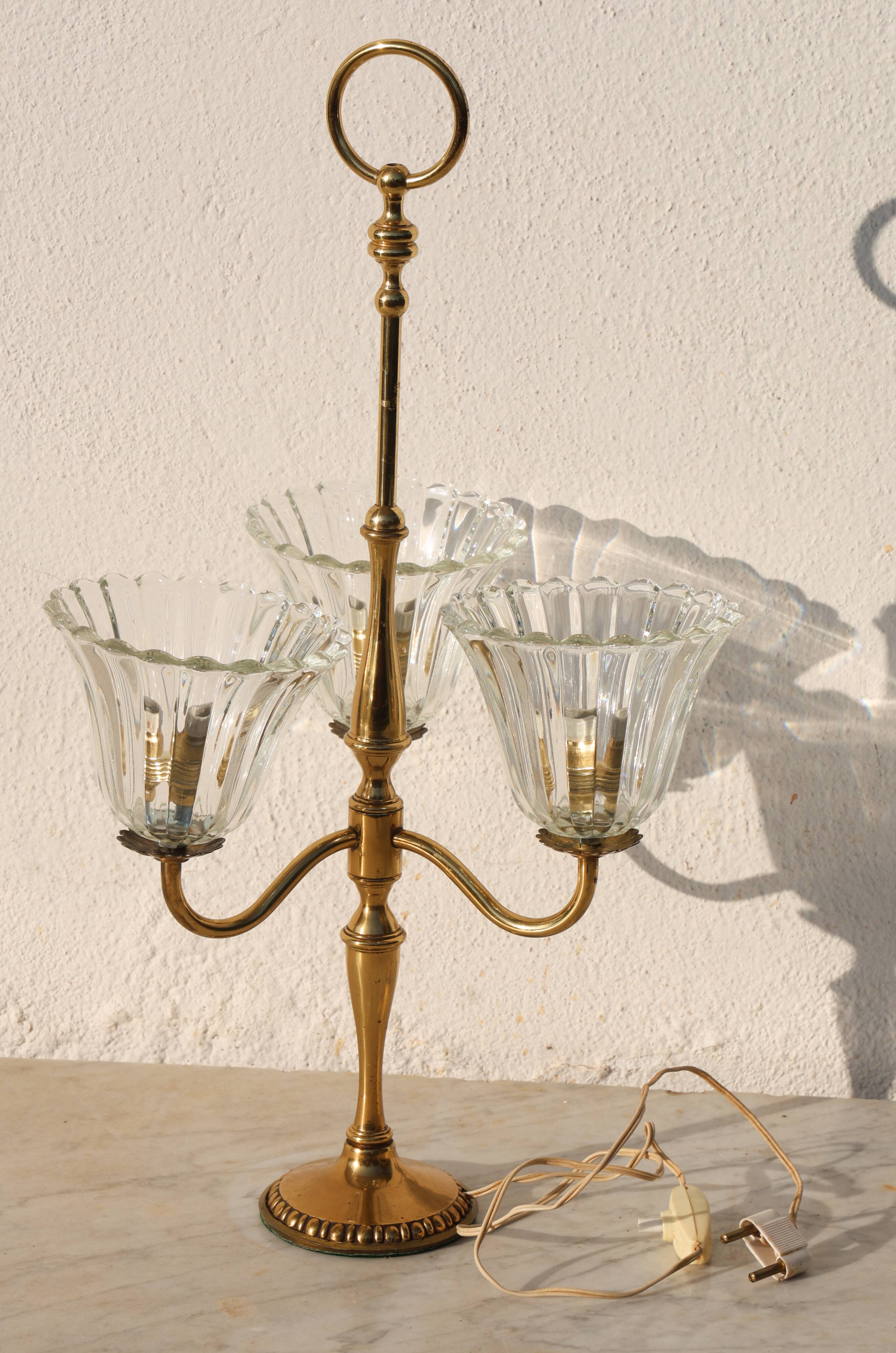 Large Size Art Decò Murano Glass Table Lamp, 1940