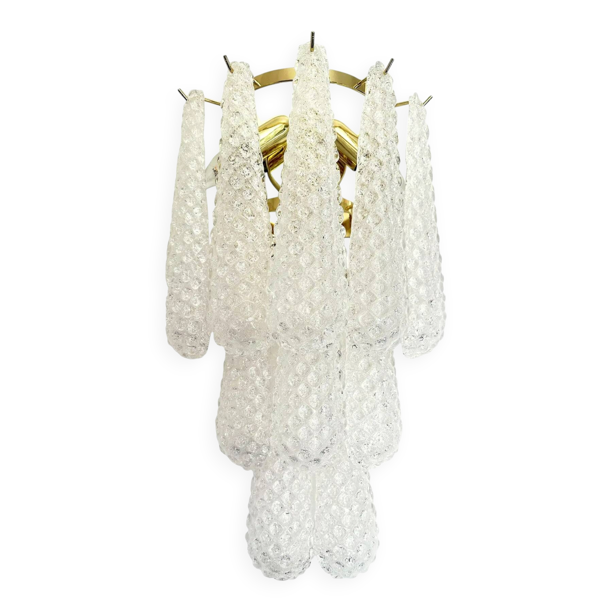 Clear “Conchiglie” Murano Glass Gold Wall Sconce by Simoeng
