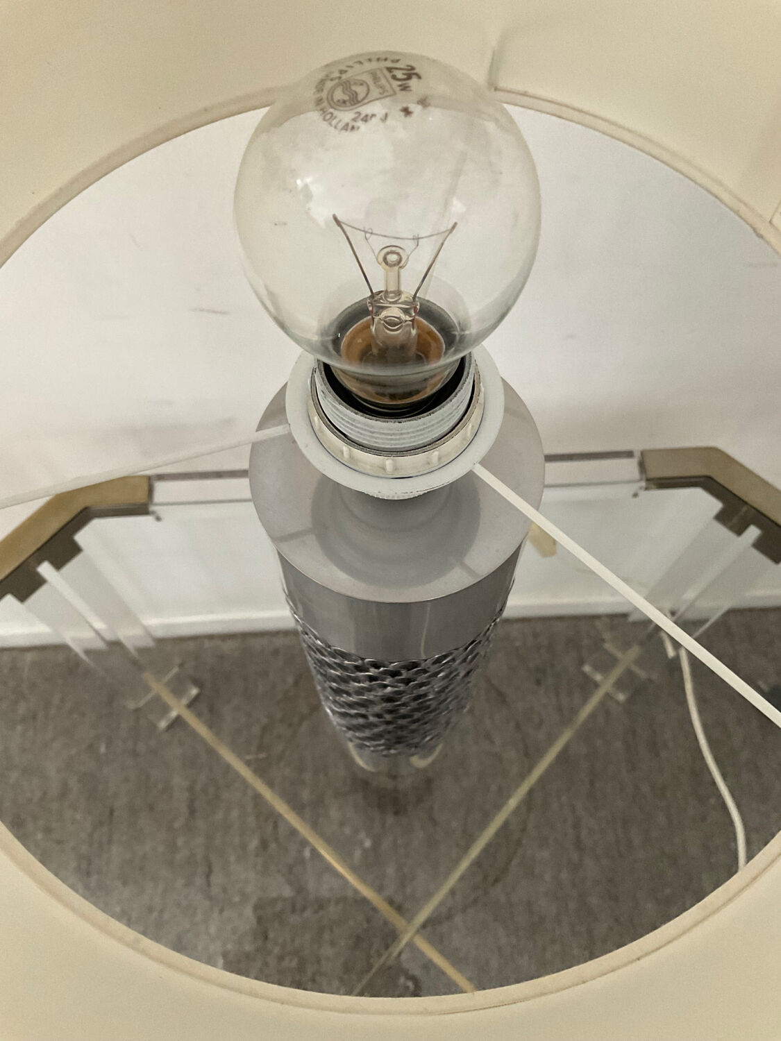 Lamp by Willy Luyckx in polished and textured aluminum 60s 70s