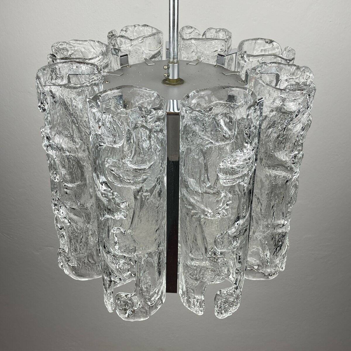 Vintage Ice Murano Chandelier by AV Mazzega, Italy, 1970s