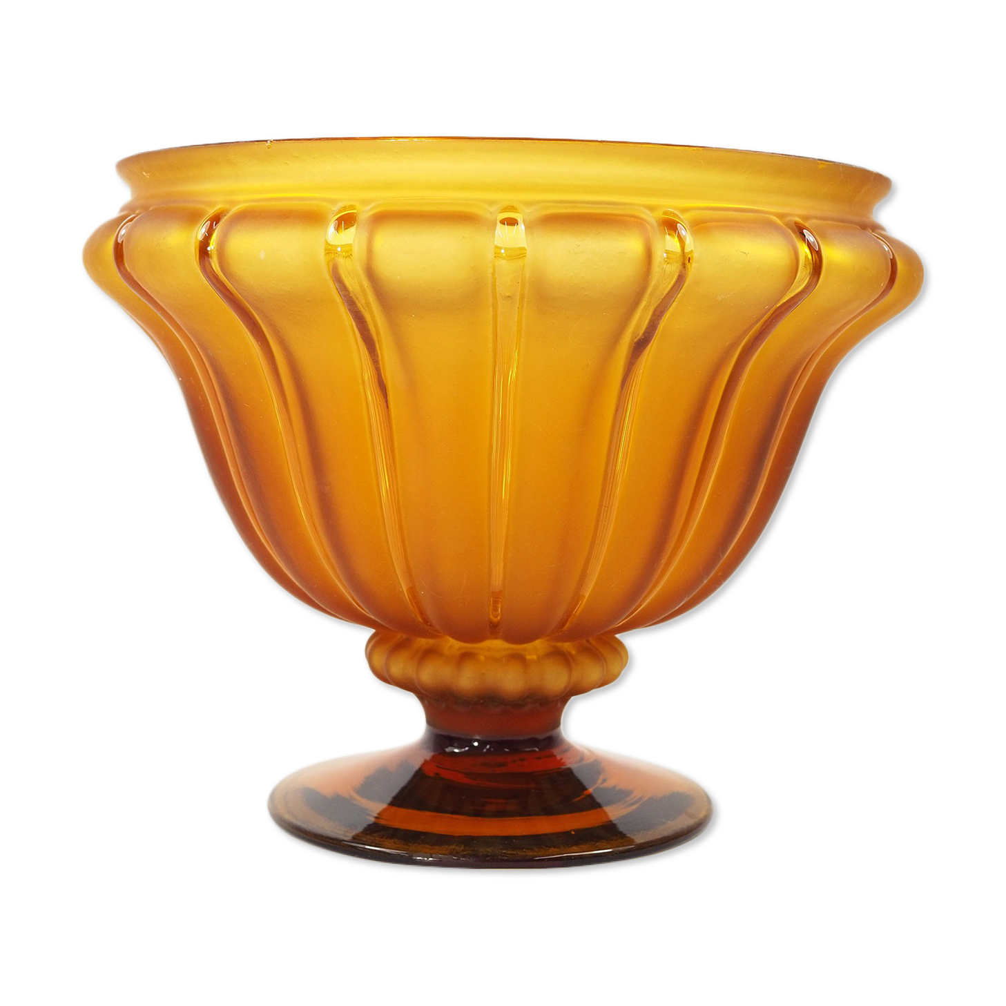 Art Deco Amber Glass Centerpiece Bowl-Circa 1930s