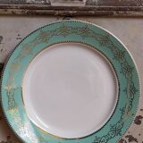Six plates of vintage Badonviller earthenware with gold frieze