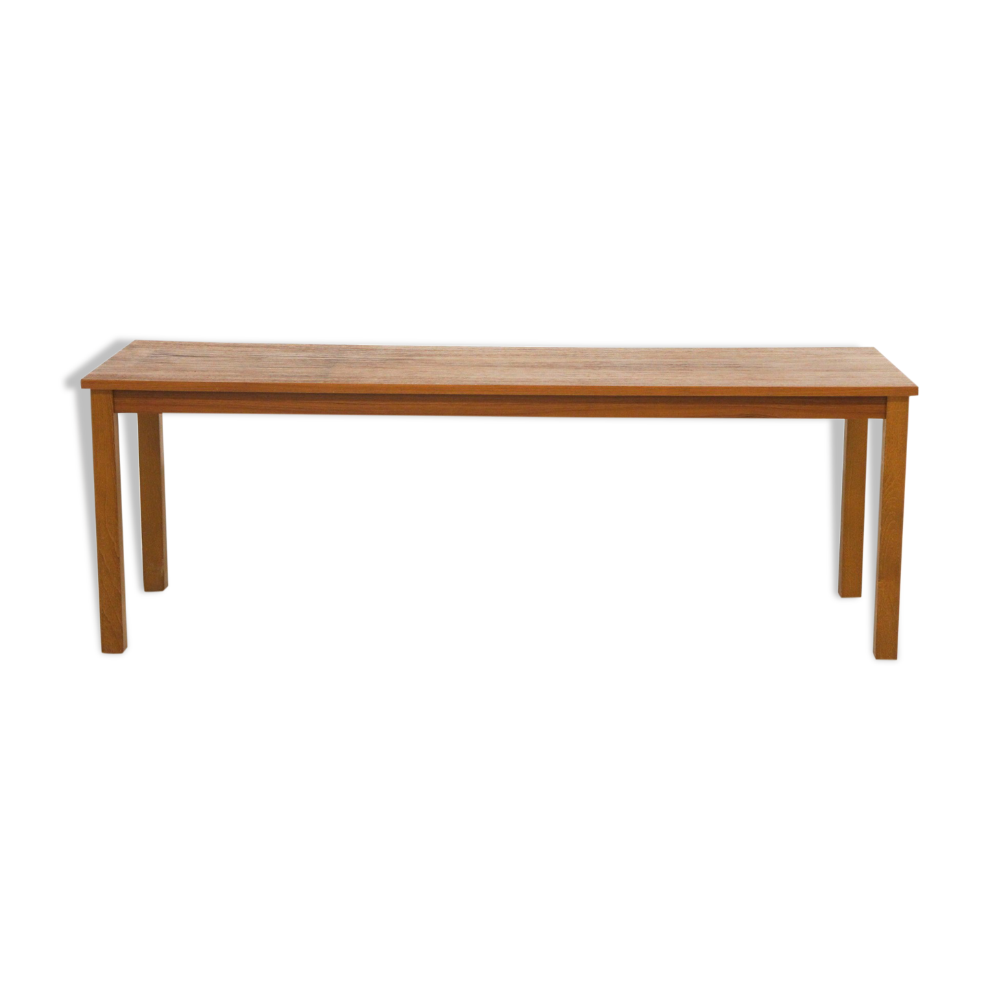 Minimalist teak bench, suede, 1960