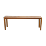 Minimalist teak bench, suede, 1960