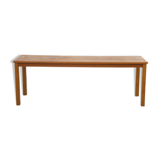 Minimalist teak bench, suede, 1960