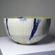 Large hand-turned stoneware salad bowl, signed, vintage from the 80s to 2000s.