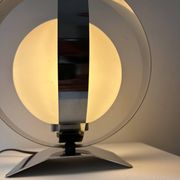 Lampe de table vintage, chrome et opaline, France 1970