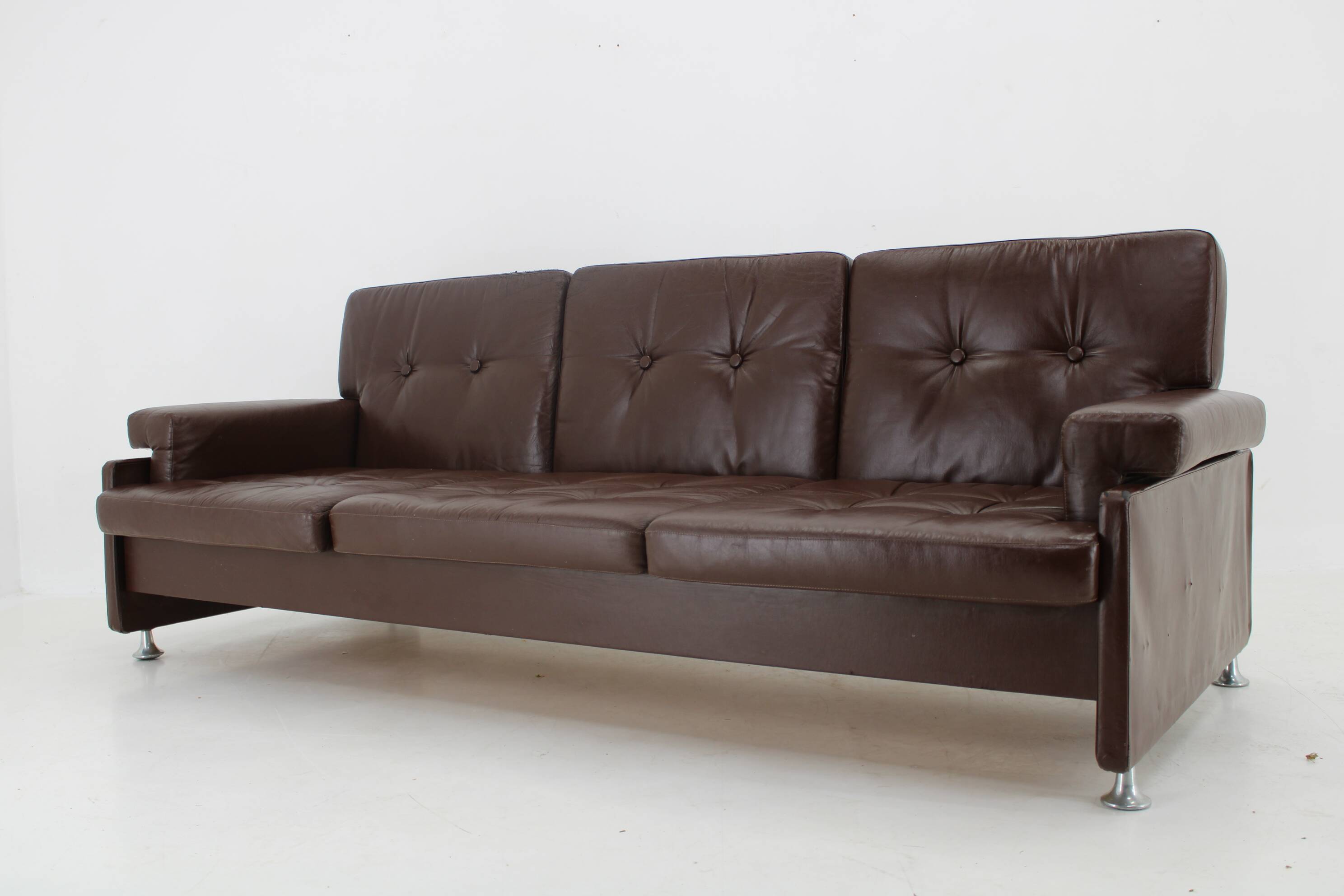 Design Leather Folding Sofa by Arch. Spicka, 1970s, Czechoslovakia
