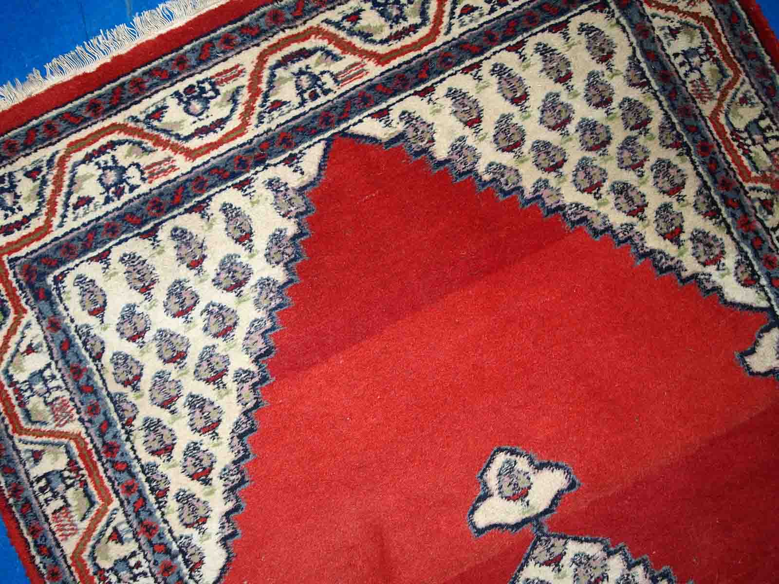 Vintage Indian Carpet Seraband handmade 91cm x 163cm 1970s, 1C757