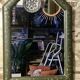 Mirror countryside wood and moulded stucco painted with gold garlands - 50 x 37 cm