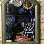Mirror countryside wood and moulded stucco painted with gold garlands - 50 x 37 cm