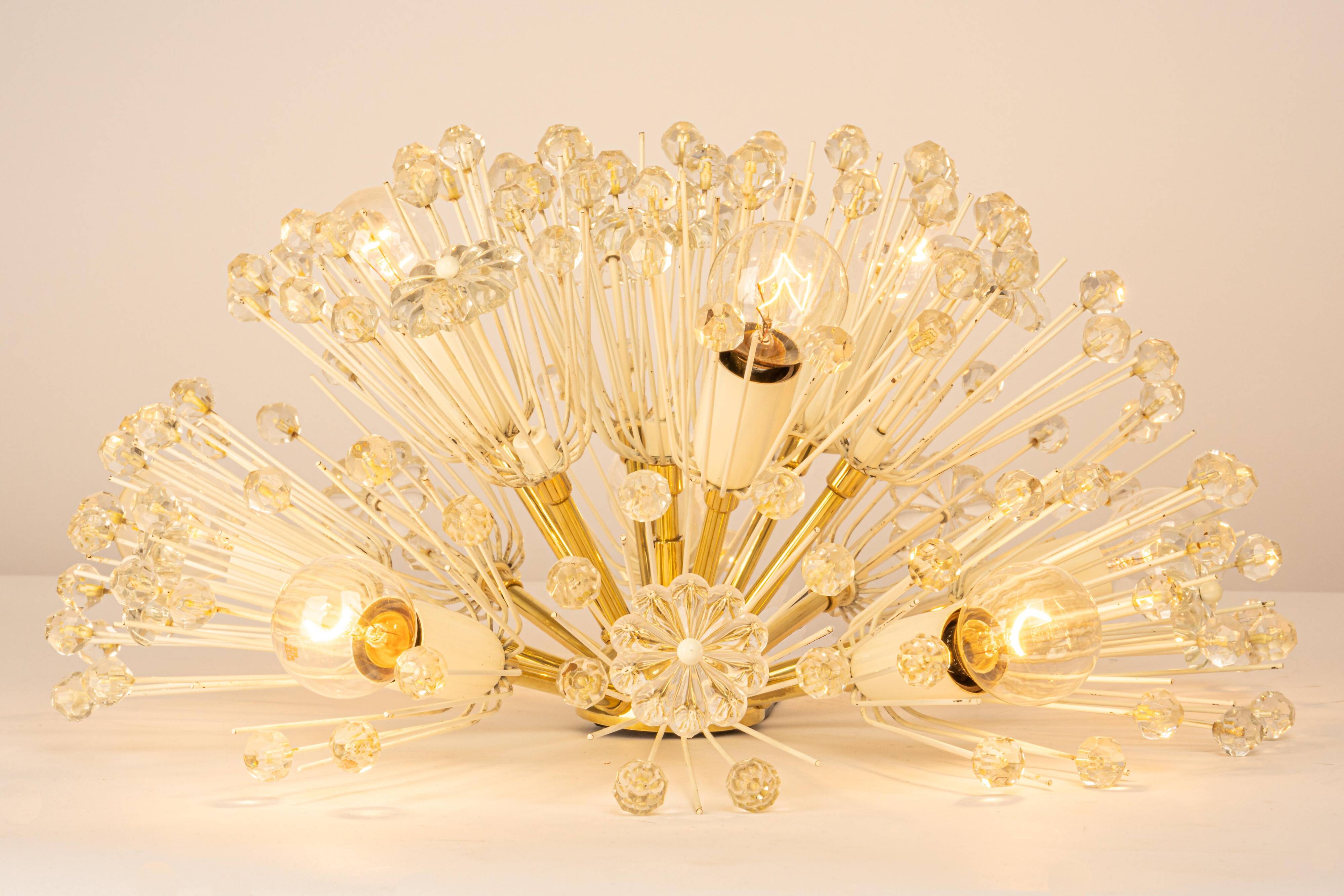 Star Ceiling Light in Brass and Crystal by Emil Stejnar, Austria, 1960s