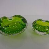 Green Sommerso Murano Glass Ashtrays, Italy, 1960s, Set of 2