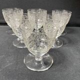 6 stamped Baccarat Lulli wine glasses