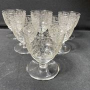 6 stamped Baccarat Lulli wine glasses