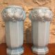 2 Antique blue opaline Art Nouveau vases with thistle motifs