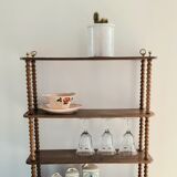 Vintage shelf turned wood and brass