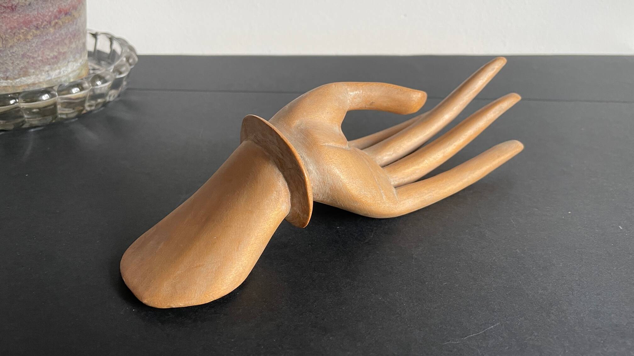 Wooden hand sculpture