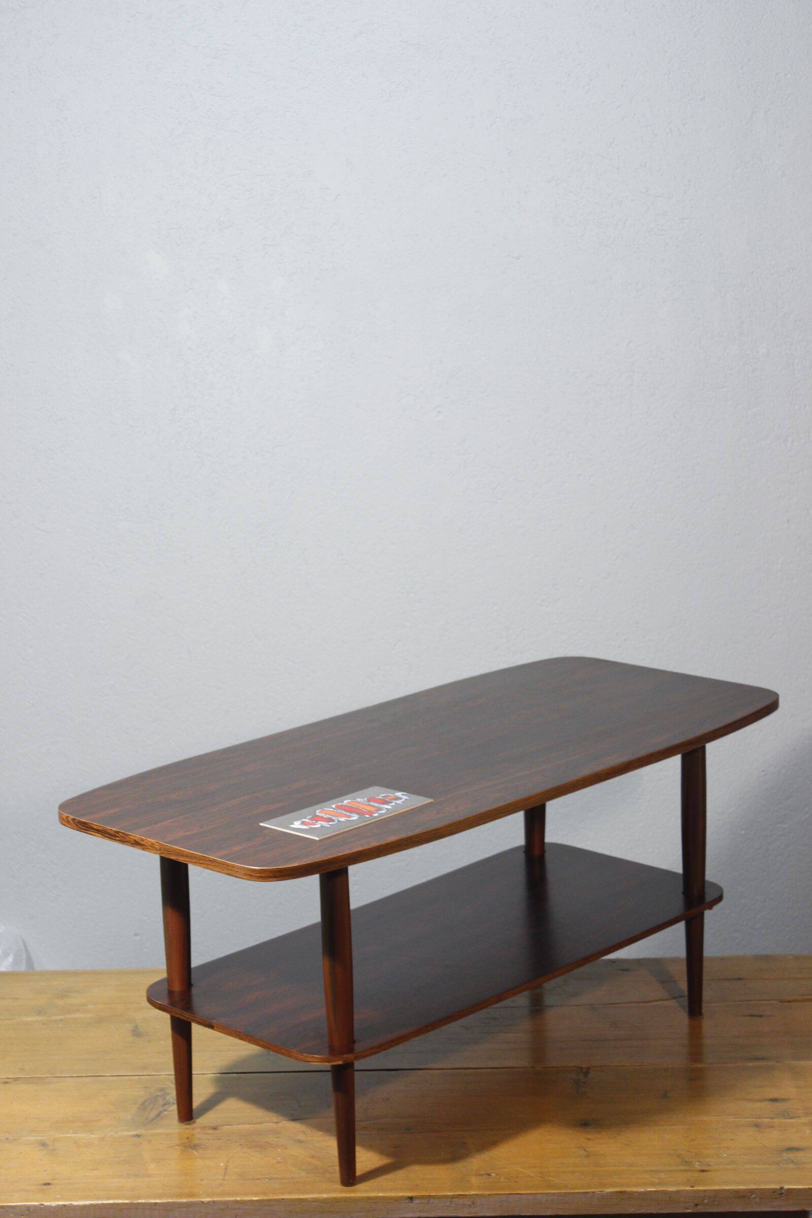 Scandinavian style coffee table from the 50s, rosewood & ceramic