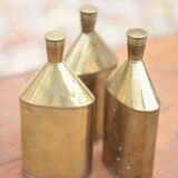 Lot de 3 bouteilles laiton vintage, gourde laiton, récipient laiton