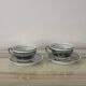 Set of 2 Limoges Chapus et Fils Porcelain Tea Cups and Saucers