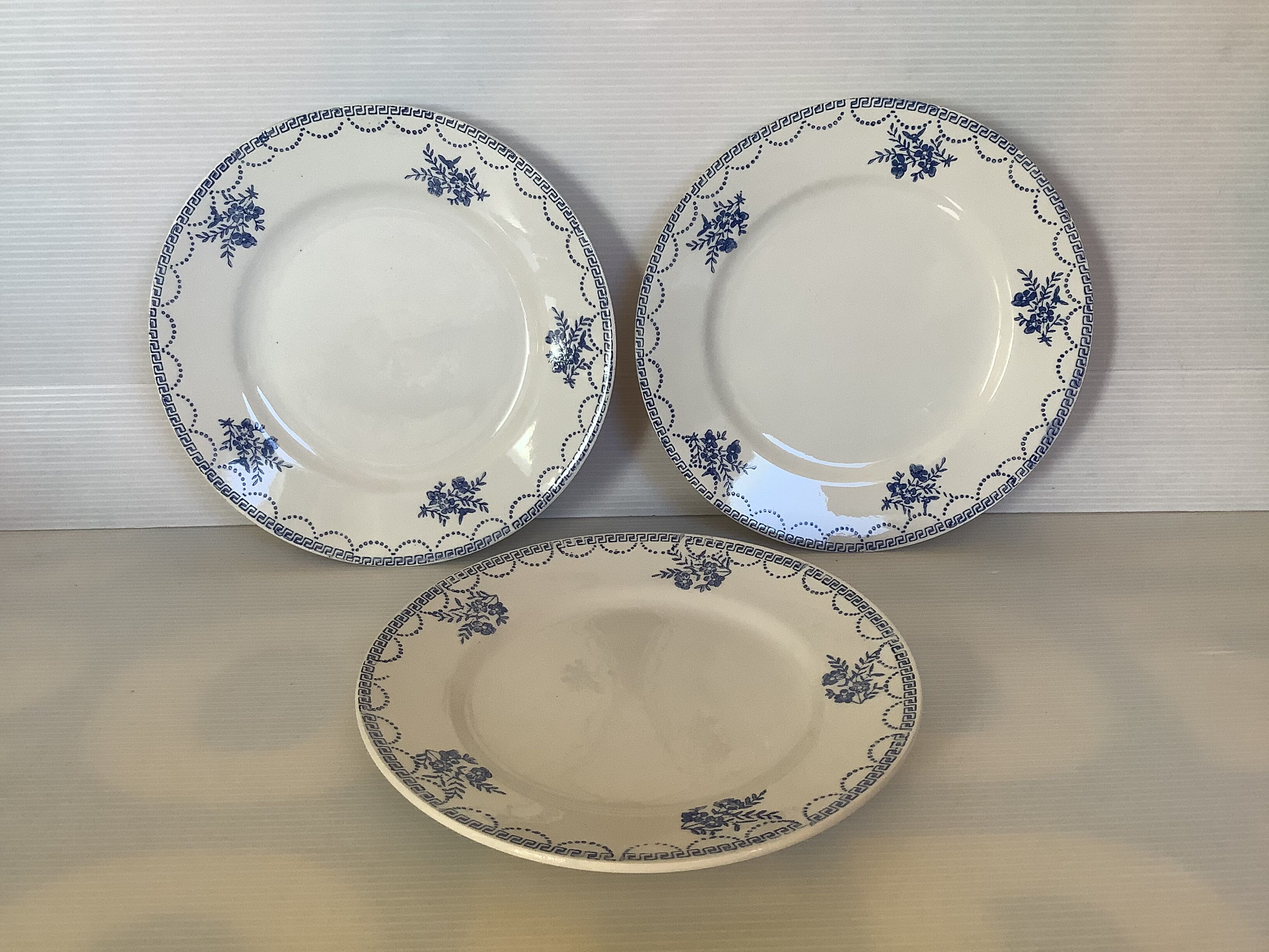 6 anciennes assiettes faïence fleurs bleues st Amand ceranord
