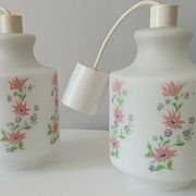 Pair of suspension vintage luminaire in opaline 60s