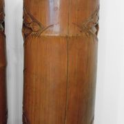 Two carved bamboo pots, pair of brush pots China late 19th early 20th century