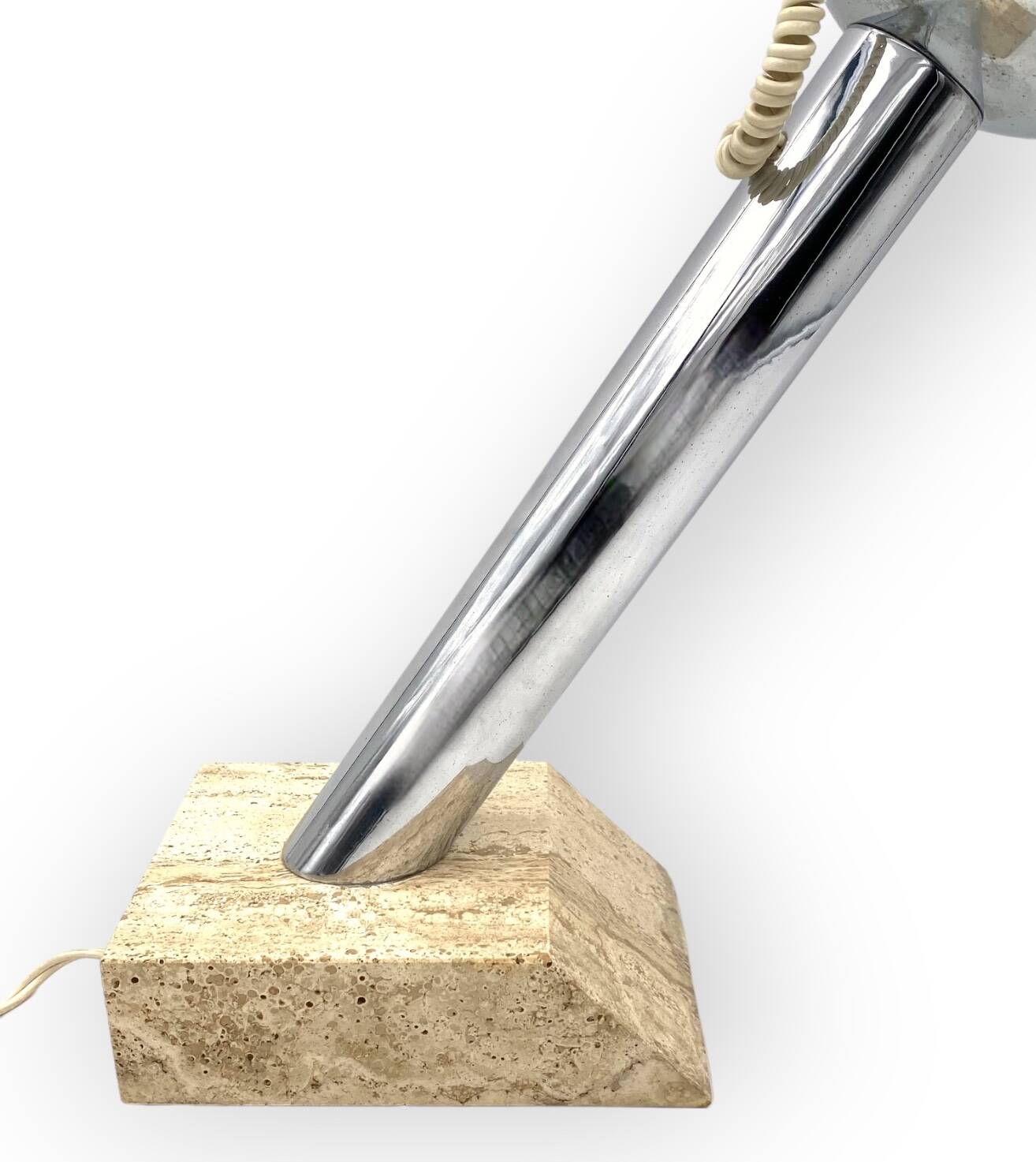 Brutalist travertine table lamp, Italy 1970s