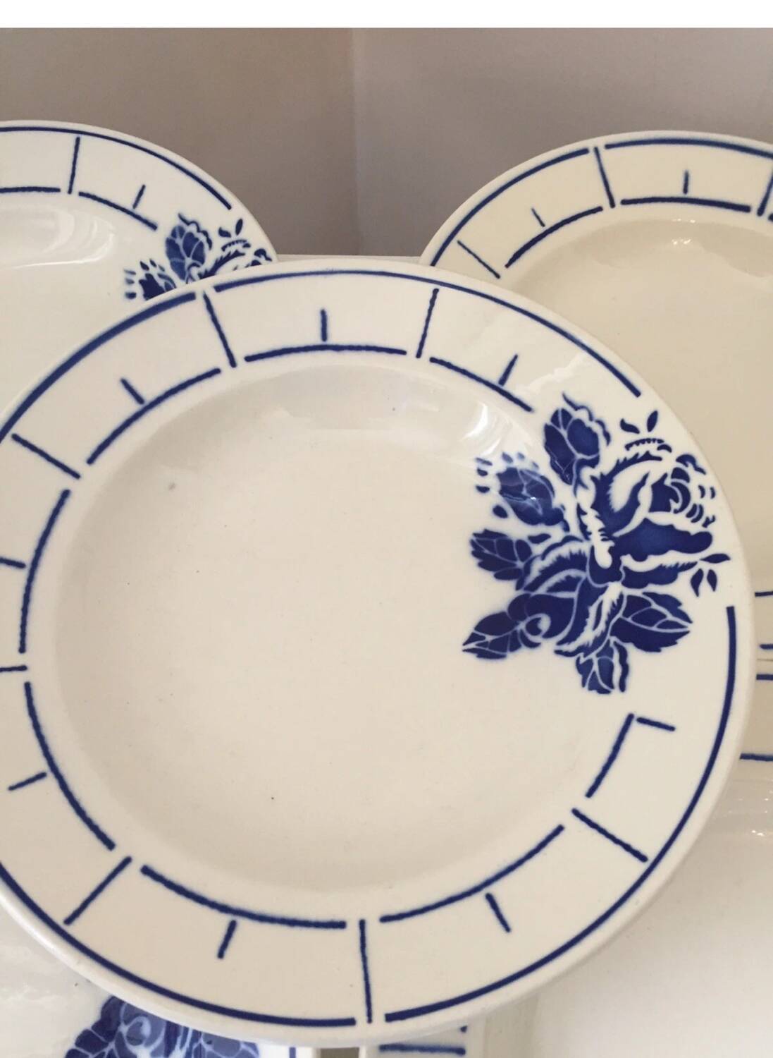 Terre de Fer Badonviller Chanzelles Blue pattern soup plates