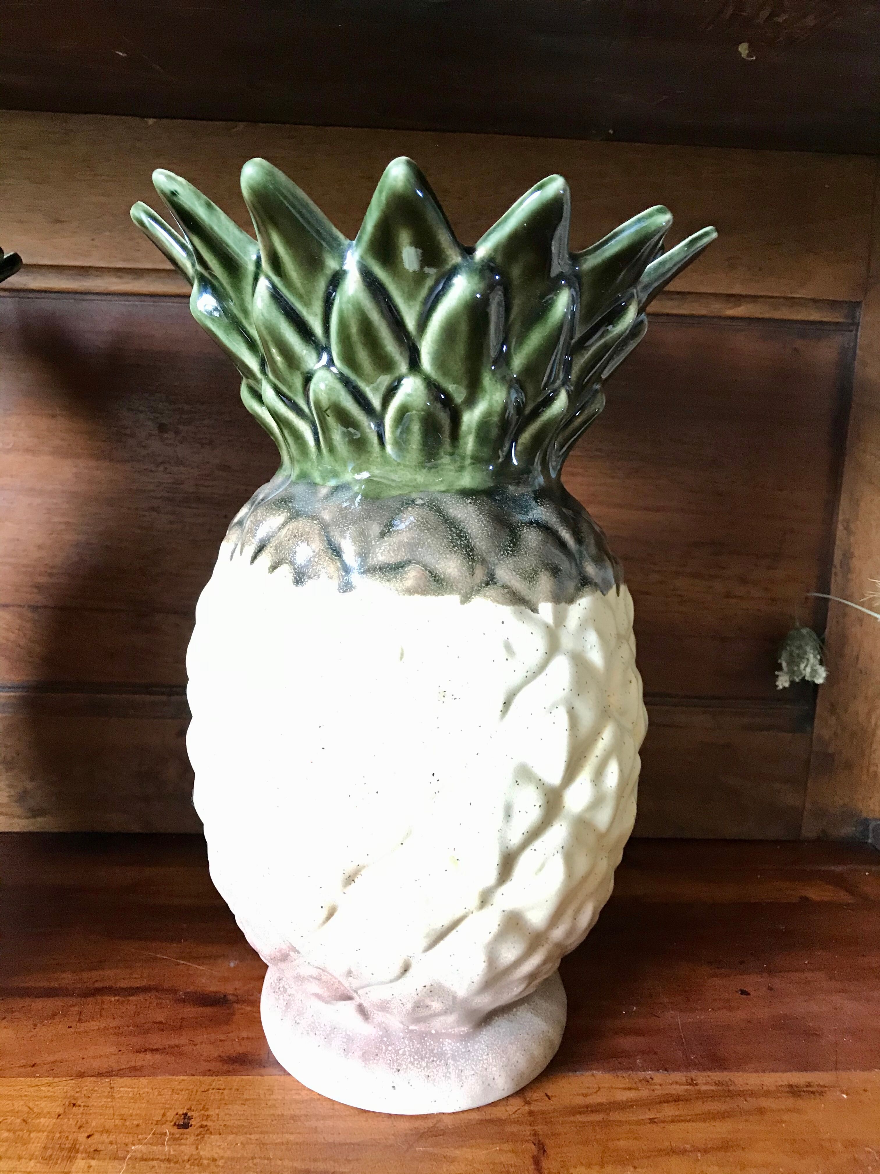 Pair of Rhoda stoneware pineapple vases
