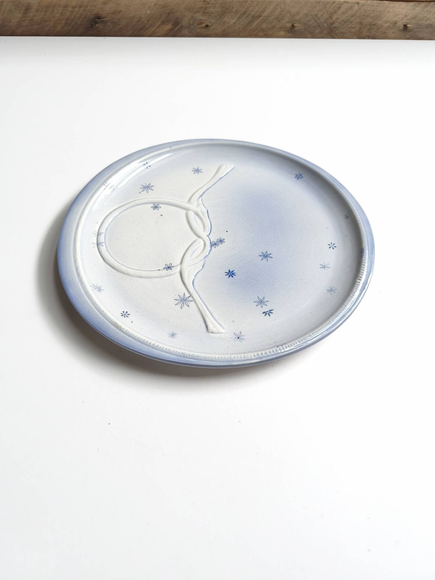 Vintage plate Gien France model Pierrot blue star decoration