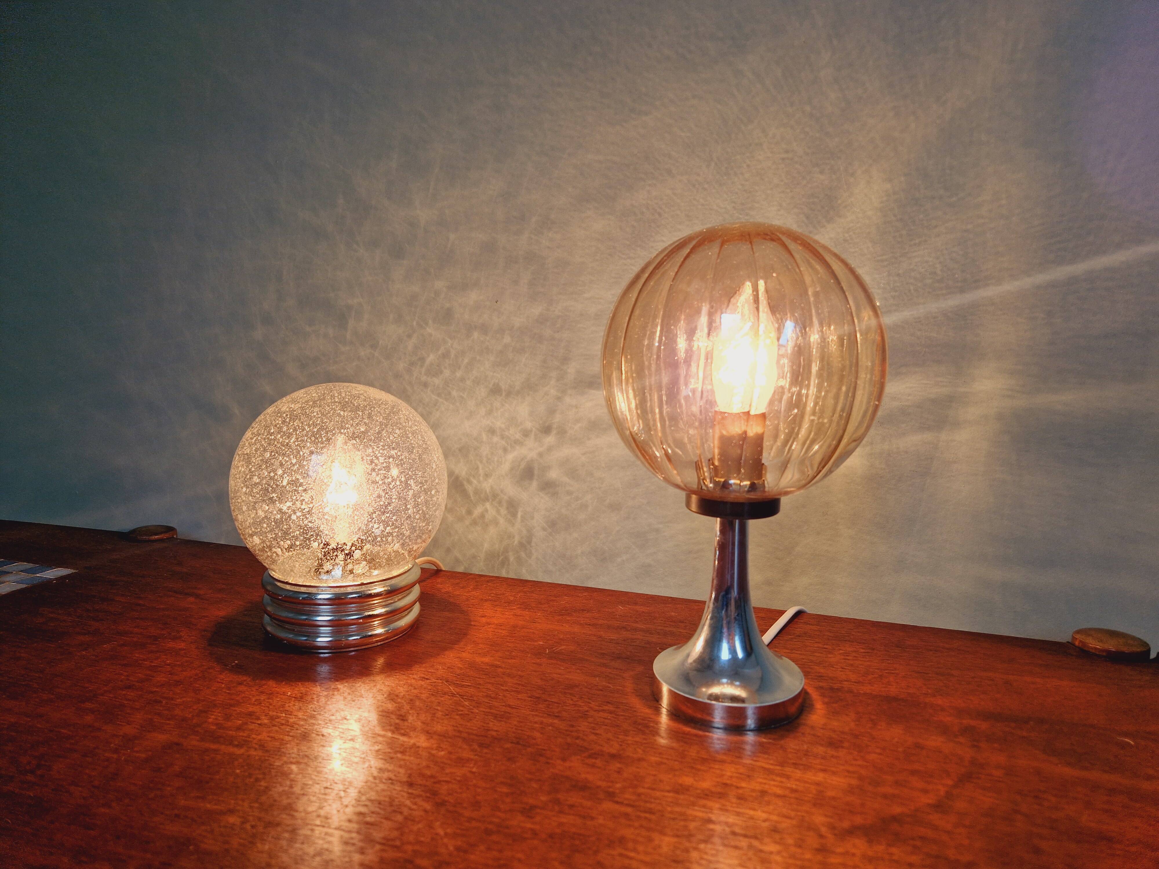 Lampe de table en verre ambré, style Space Age, années 70