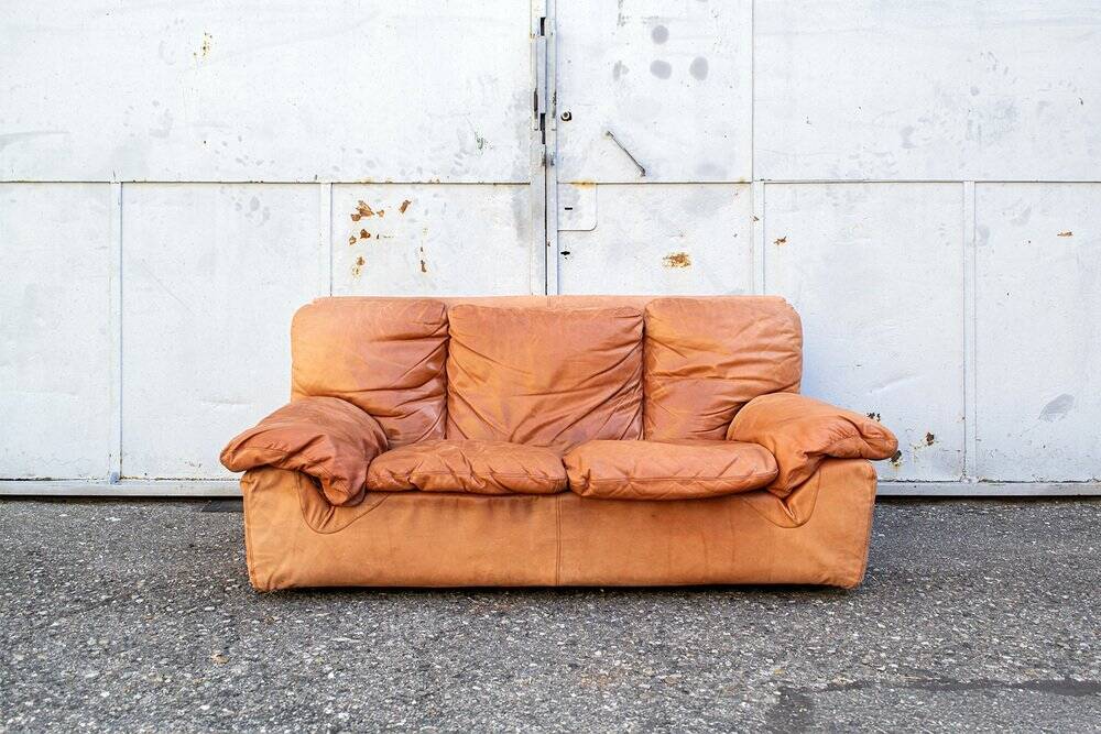 Divano Bonheur in pelle di Titina Ammannati e Giampiero Vitelli per Brunati, anni '70