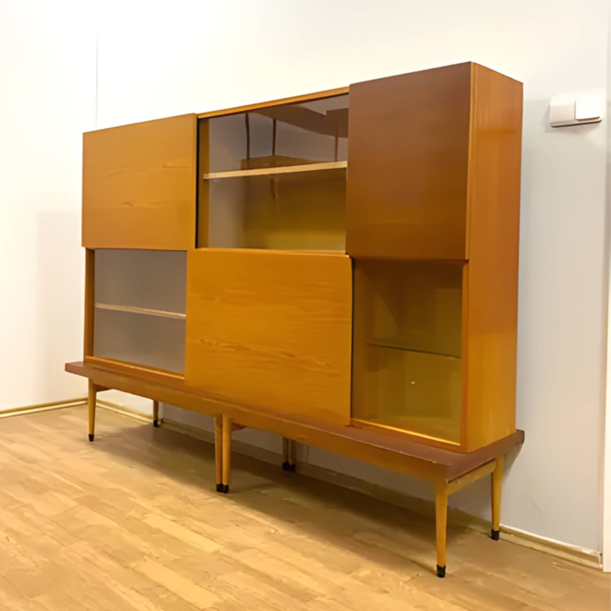 Meuble/bibliothèque rétro, style bruxellois, années 1960