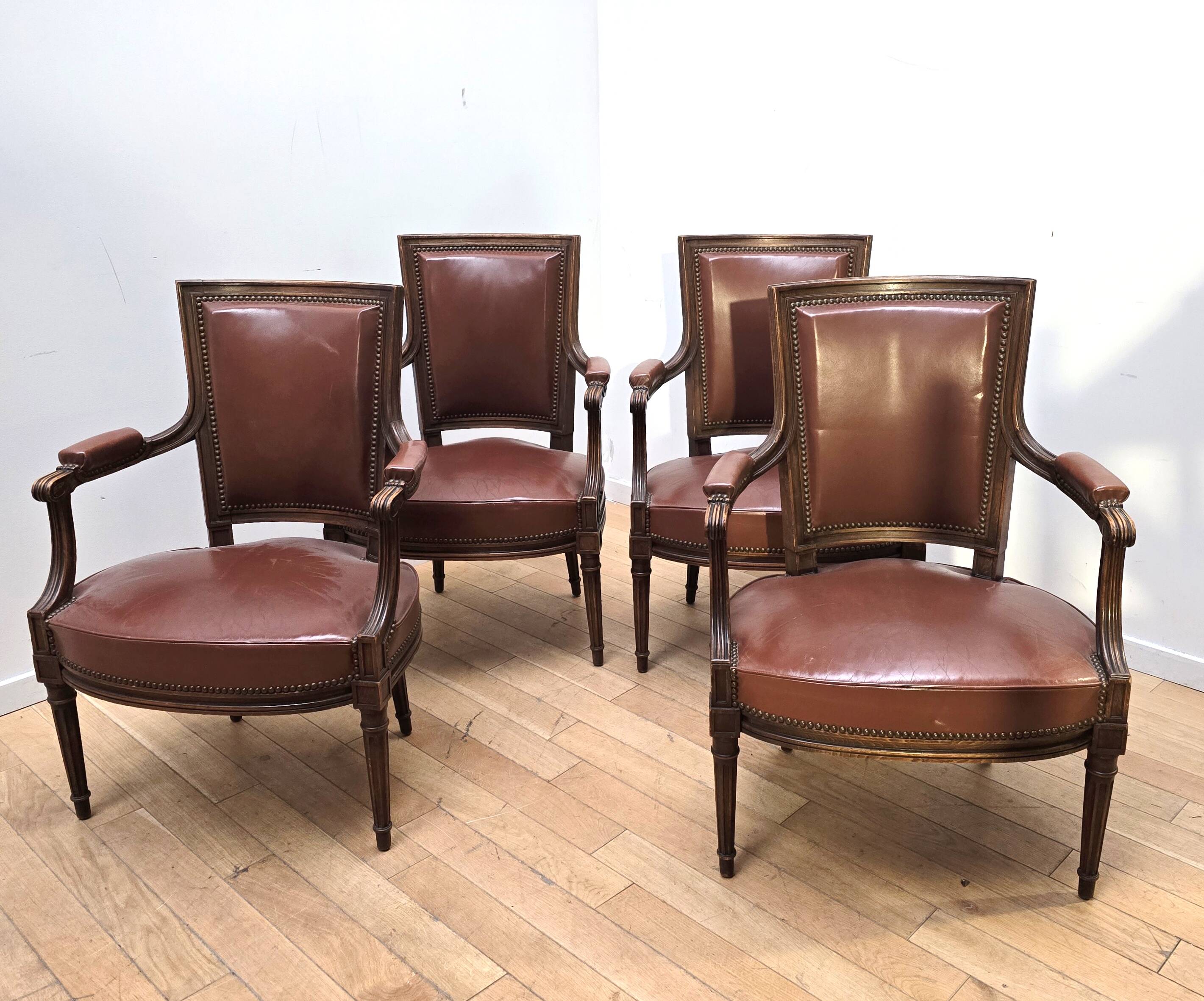 Set of 4 Empire style armchairs