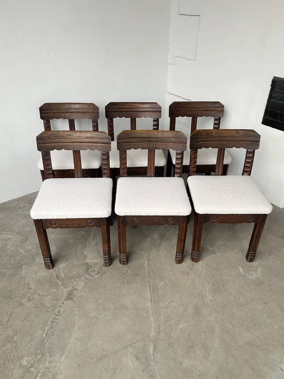 Set of 6 brutalist chairs from the 1940s