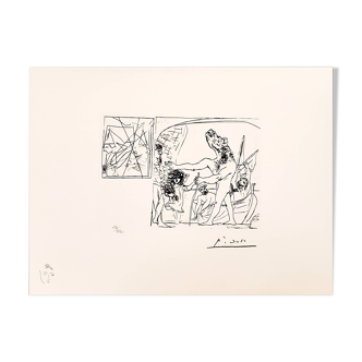 Pablo Picasso, lithographie originale, Suite Vollard, 1973: Minotaure aveugle guidé par une fille