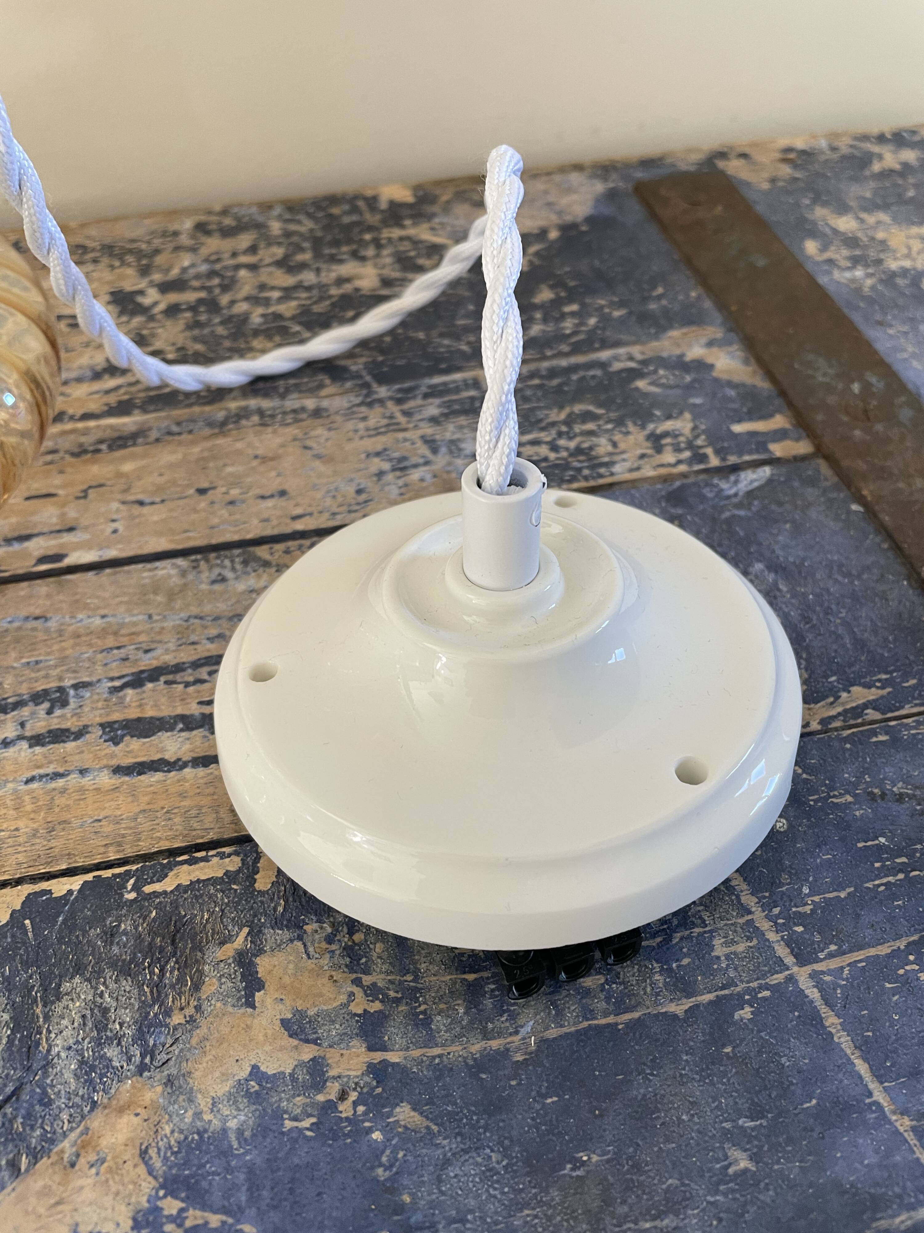 Suspension vintage en verre ambré électrifiée à neuf