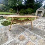 Table basse en rotin vintage vers 1960