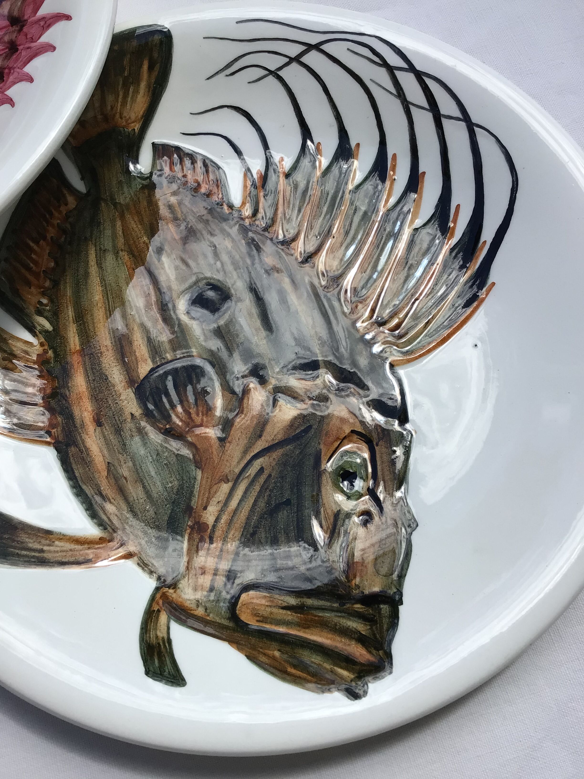 8 Plates flat fish painted handmade art art Proceram