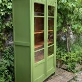 1930s khaki Parisian art deco glass cabinet