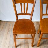 Ensemble de 3 chaises bistrot en bois 1950