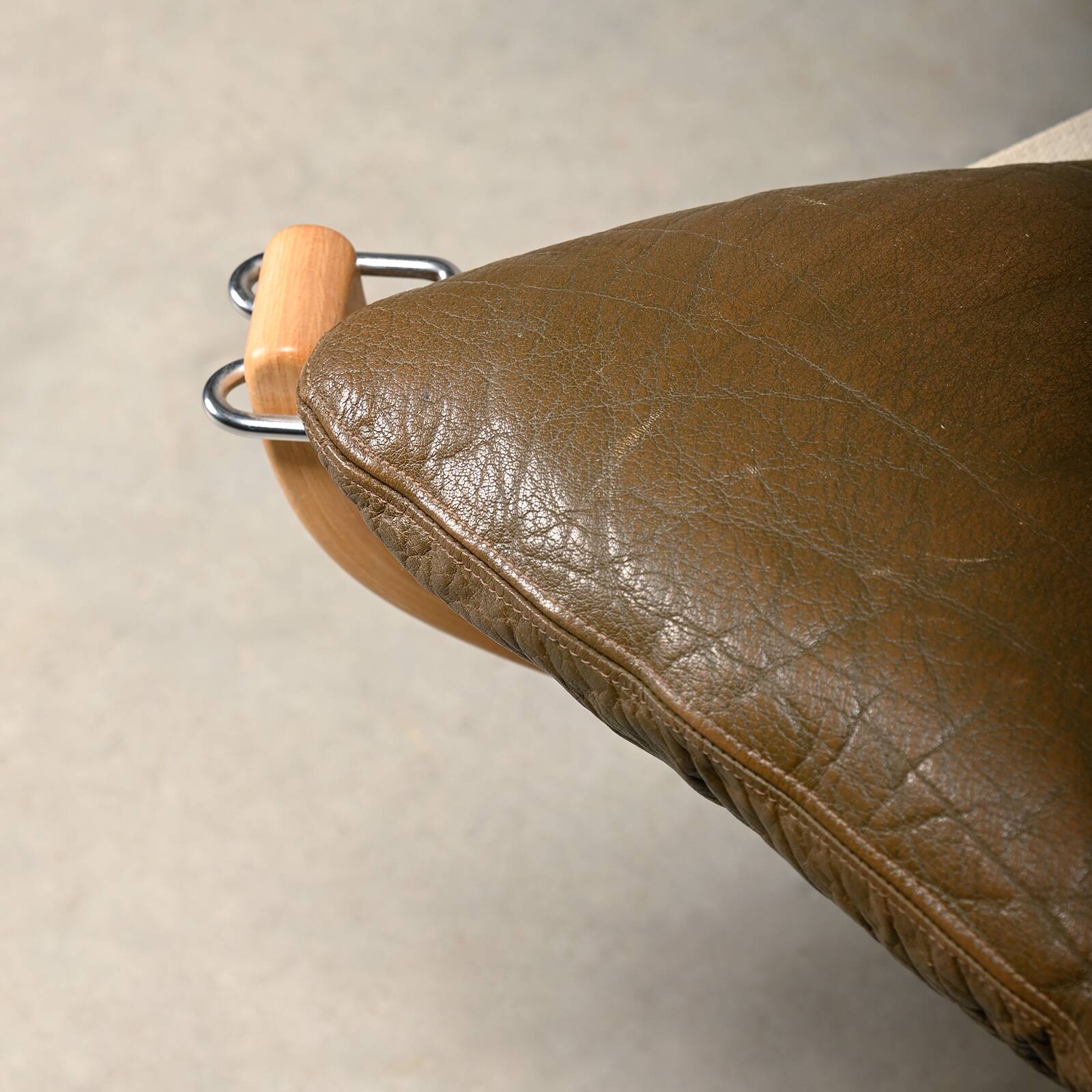 Sigurd Ressell Falcon Chair with Ottoman in brown leather for Vatne Møbler,